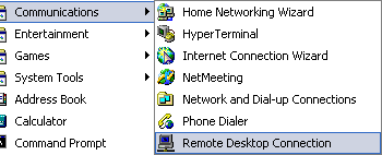 Start Menu - Remote Desktop Connection